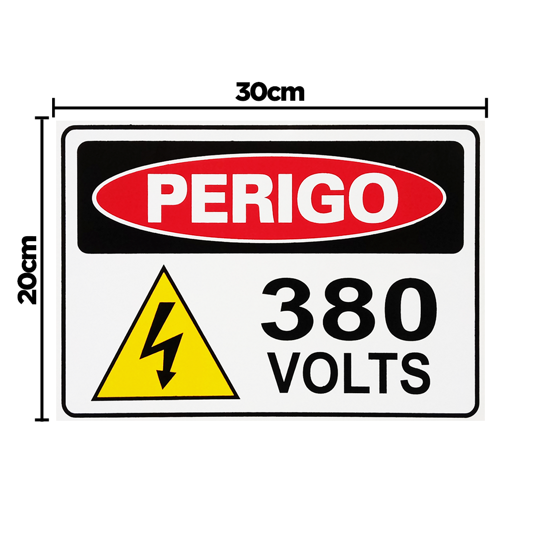 Combo 6 Placas De Sinalização Perigo 380 Volts 30x20 Acesso - S-217/4 F9e - 2