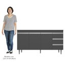 Ver imagem 5 de Balcão Gabinete Para Pia 160cm com Tampo 3 Portas Andréia Cinza - AJL Móveis