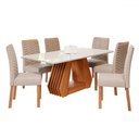 Ver imagem 2 de Mesa de Jantar 6 Lugares Ágata Clarice com Vidro Cinamomo/off White/bege - Cimol