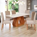 Ver imagem 1 de Mesa de Jantar 6 Lugares Ágata Clarice com Vidro Cinamomo/off White/bege - Cimol