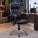 Ver imagem 2 de Cadeira de Escritório Presidente Ergonômica Apoio de Braço Estofado e Encosto Alto Reimex Cor Preta