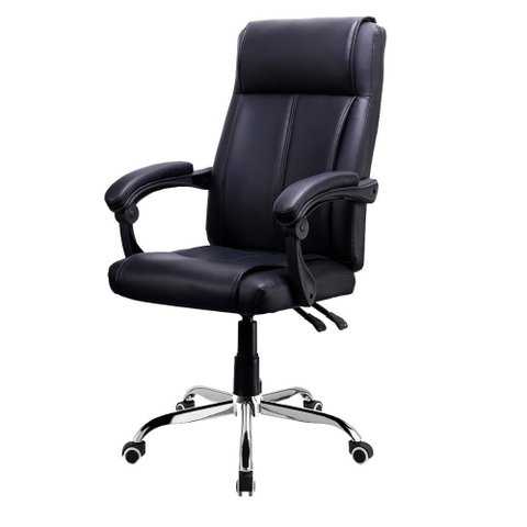 Cadeira de Escritório Presidente Ergonômica Apoio de Braço Estofado e Encosto Alto Reimex Cor Preta