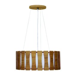 Lustre Pendente Madeira Ripado Redondo 50 Cm para Sala de Estar Sala de Jantar Cor Freijó - 2