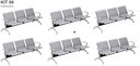 Ver imagem 1 de Kit com 06 Cadeiras Longarina Aeroporto Cromada 3 Lugares