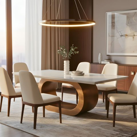 Mesa de Jantar Retangular Madeira Maciça 240x120cm 10 Lugares Base Orgânica Barola Ccs