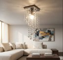 Ver imagem 2 de Lustre para Sala de Cristal Legítimo K9 55 Cm Altura Base Inox Soq E27