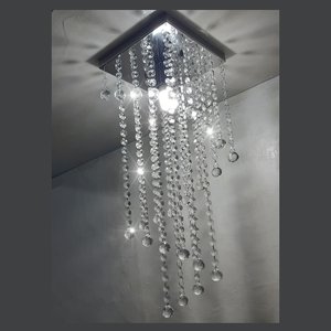 Lustre para Sala de Cristal Legítimo K9 35 Cm Altura Base Inox Soq E27