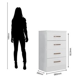 Cômoda Lite 4 Gavetas Branco Brilho - Móveis Leão - 4