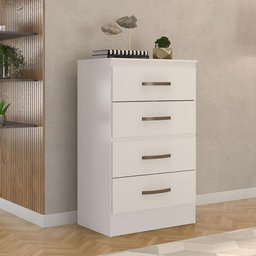 Cômoda Lite 4 Gavetas Branco Brilho - Móveis Leão - 1