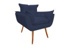 Ver imagem 4 de Kit Namoradeira + Poltrona Decorativa Opala Suede Azul Marinho Pés Madeira Mz Decor