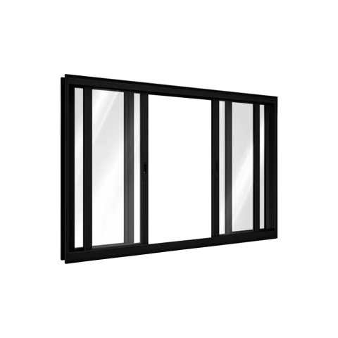 Janela 4 Folhas de Correr Alumínio Preto 100x100 Linha 25