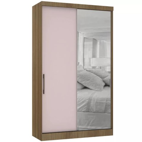 Guarda-roupa Modulado 134,5cm com Espelho 2 Portas de Correr 3 Gavetas Paris Luciane
