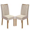 Ver imagem 1 de Kit 02 Cadeiras para Mesa de Jantar Apogeu Linho Rinzai Bege Amêndoa Clean