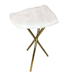 Mesa Lateral Quartzo Branco Leitoso Bordas Naturais