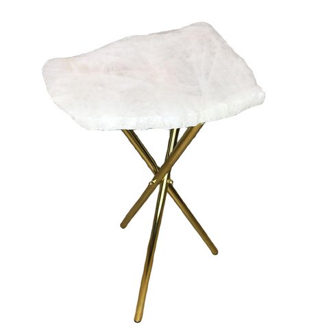 Mesa Lateral Quartzo Branco Leitoso Bordas Naturais