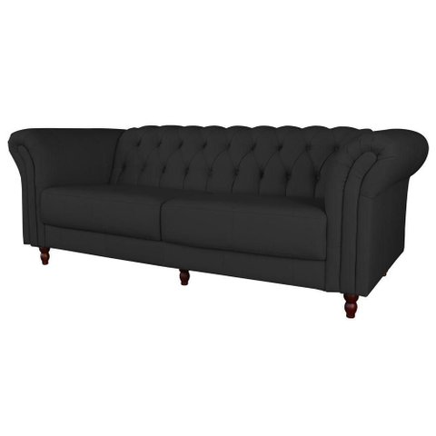 Sofá 2 Lugares Bérgamo 200cm Couro Preto