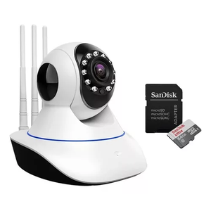 Kit Câmera sem Fio Wifi Inteligente Robozinho Baba Eletrônica com 3 Antena Aplicativo Yoosee + Cartã