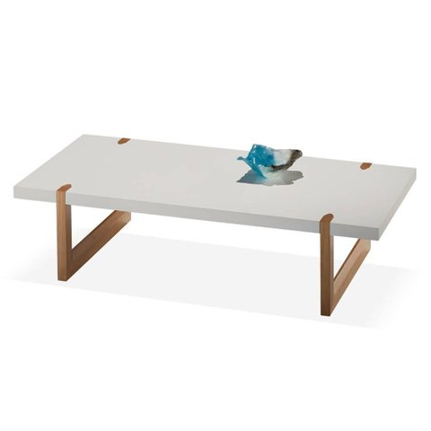 Mesa Centro Itapoá Laca Branca Brilhante com Amêndoa 120cm - 68467