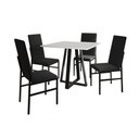 Ver imagem 2 de Conjunto de Jantar Mesa Mônaco Premium 90cm Branca com 4 Cadeiras Estofadas Pretas