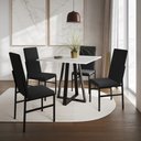 Ver imagem 1 de Conjunto de Jantar Mesa Mônaco Premium 90cm Branca com 4 Cadeiras Estofadas Pretas