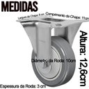 Ver imagem 3 de 26 Rodízio Giratório + 26 Fixo Pvc Placa sem Freio 4 Polegadas Schioppa