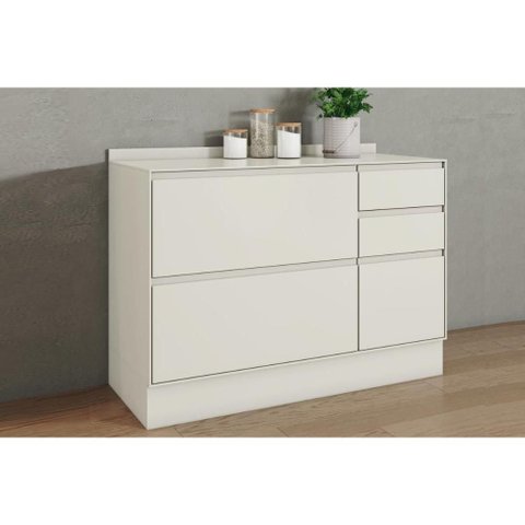 Gabinete p/ Pia Cozinha Henn Fineze 1PTA 4GAVS c/Tampo 120cm Areia