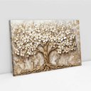 Ver imagem 2 de Quadro Decorativo Árvore da Vida Flores Brancas Fundo com Textura Sala Quarto Casa Escritório