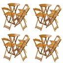 Ver imagem 1 de Kit 4 Conjuntos De Mesa Bistrô Dobravel Em Madeira Maciça Com 3 Banquetas Altas - Mel - Marrom