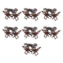 Ver imagem 1 de Kit 7 Conjuntos De Mesa Dobravel Com 4 Cadeiras De Madeira 120X70 Para Restaurante E Bar - Imbuia