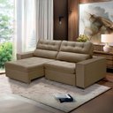 Ver imagem 1 de Sofa Retratil Reclinavel 2 Lugares 2,60 Vitória Veludo Capuccino Lansofbr