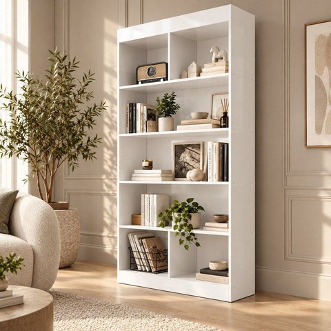 Estante Multiuso para Livros com 5 Formas de Montagem 183x94cm Magnólia Yescasa Branco