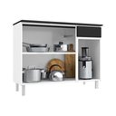 Ver imagem 3 de Balcão de Cozinha de Aço com Tampo 3 Portas e 1 Gaveta 105cm Multimóveis Cr20361 Branco-preto