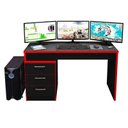 Ver imagem 4 de Mesa para Computador Gamer Drx 5000 e Livreiro Office com Portas Grandes Preto Trama Vermelho - Móve
