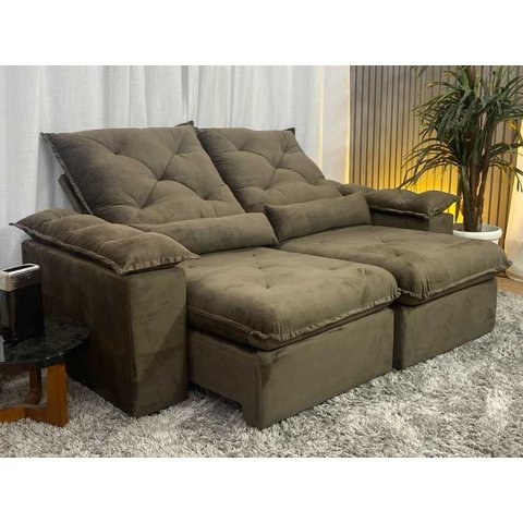 Sofá Retrátil Reclinável 2,00 M Marrom 500 Zuqui Plus