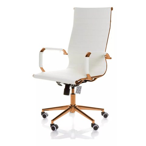 Cadeira de Escritório Giratoria Eames Branca -gold:red Gold
