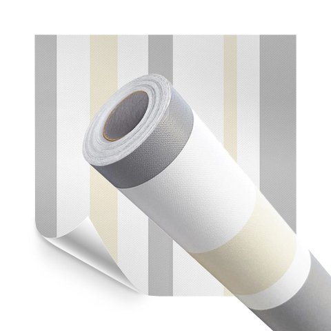 Papel de Parede Adesivo Lavavel Listrado Creme e Cinza 500x60cm
