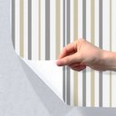 Ver imagem 3 de Papel de Parede Adesivo Lavavel Listrado Creme e Cinza 500x60cm