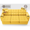 Ver imagem 6 de Sofá com Porta Copos e Carregador USB Eureka 2,30m Assento Retrátil e Reclinável Velosuede