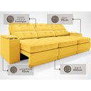 Ver imagem 4 de Sofá com Porta Copos e Carregador USB Eureka 2,30m Assento Retrátil e Reclinável Velosuede