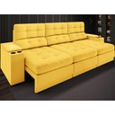 Ver imagem 2 de Sofá com Porta Copos e Carregador USB Eureka 2,30m Assento Retrátil e Reclinável Velosuede