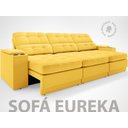 Ver imagem 3 de Sofá com Porta Copos e Carregador USB Eureka 2,30m Assento Retrátil e Reclinável Velosuede