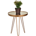 Ver imagem 3 de Conjunto Mesa Lateral Dourada em Ferro com Tampo em Vidro