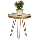 Ver imagem 2 de Conjunto Mesa Lateral Dourada em Ferro com Tampo em Vidro