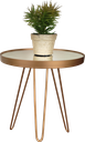 Ver imagem 2 de Conjunto Mesa Lateral Dourada em Ferro com Tampo em Vidro