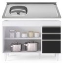 Ver imagem 4 de Balcão de Cozinha com Pia Inox Deslocada 120cm Ávila Branco/Preto L03 - Mpozenato