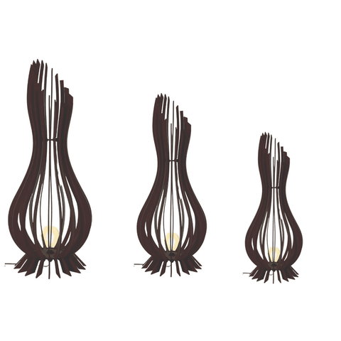 Abajur Grande de Chão ANA MARIA MDF Luminária -:Preto/Kit com 3 - 90x28cm, 75x23cm e 60x18cm
