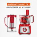 Ver imagem 2 de Multiprocessador Mondial Turbo Chef 7 em 1 com Função Turbo 1000w Vermelho 127v - Mpn-01-re