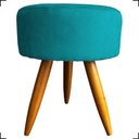 Ver imagem 1 de Puff Redondo Decorativo para Sala Quarto Penteadeira Pés Palito Suede Azul Turquesa