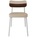 Ver imagem 2 de Kit 08 Cadeiras Estofada para Sala de Jantar Astrid Branco C01 Linho Areia Courino Whisky - Lyam