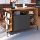 Ver imagem 2 de Mesa Ilha Gourmet 131 Cm 2 Portas P1035 Grafite Mell Pp Milani Store